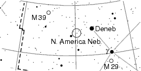 Map of North America Nebula and Deneb